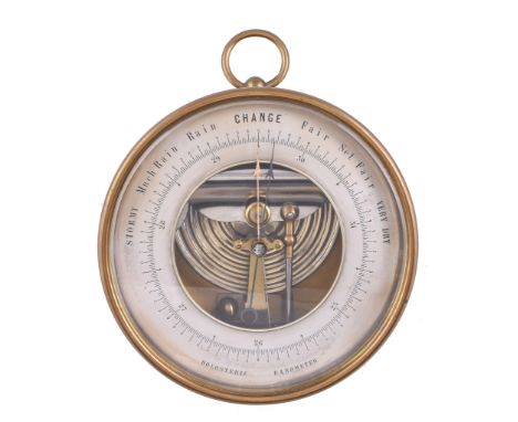  A brass cased Naudet pattern aneroid 'Holosteric' barometer  Pertius, Hulot and Naudet, Paris, circa 1870 The 4.75 inch circ