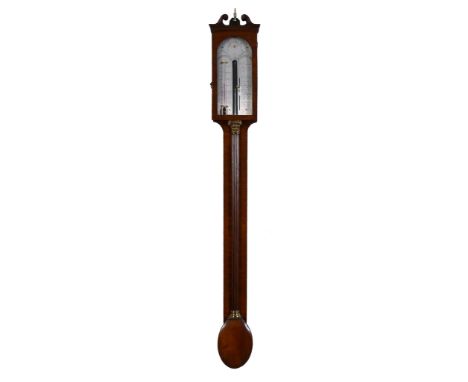  A fine and rare Scottish brass mounted mahogany stick barometer with hygrometer William Dobbie to a design by John Russell, 