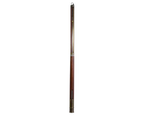 Ω A rare William IV or early Victorian mahogany and brass mercury portable mountain stick barometer John Newman, London, circ