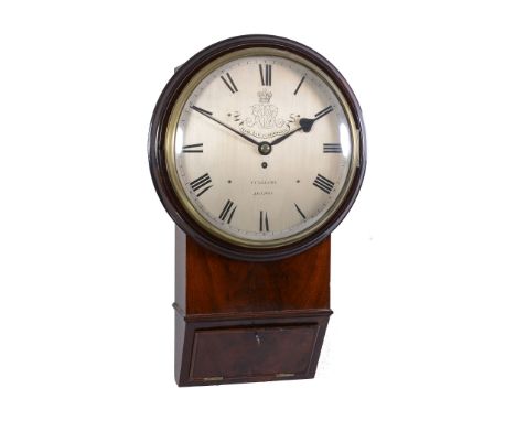 A fine early Victorian mahogany fusee drop-dial wall timepiece Vulliamy, London, supplied for the H.M. Government Poor Law Co