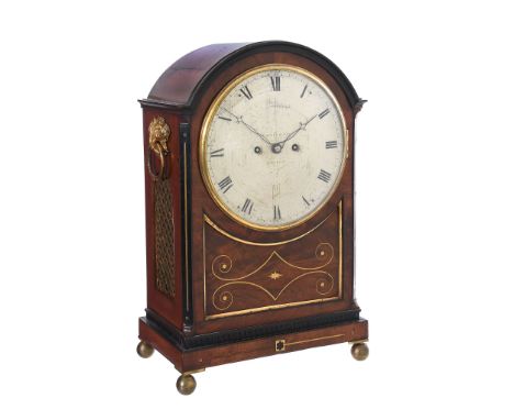  A George IV brass inlaid mahogany bracket clock Gravell and Son, London, circa 1830  The substantial four pillar twin fusee 