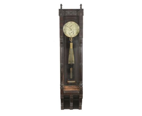  A fine Victorian Reformed Gothic oak longcase wall regulator timepiece in the manner of A.W.N. Pugin The movement probably a