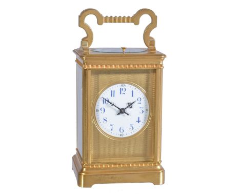  A French gilt brass petite sonnerie striking carriage clock with push-button repeat Unsigned, Paris, circa 1900  The eight-d