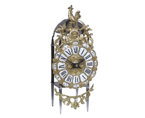  A rare French Louis XV provincial iron framed rack-striking lantern clock The bell signed for Jean Dubois, mid 18th century 