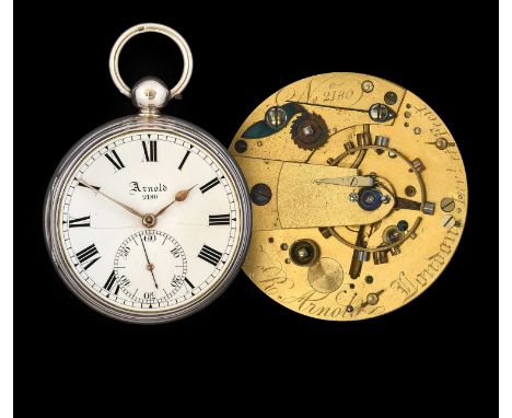 A Fine and Early Silver Pocket Chronometer, signed Jno R Arnold, London, Invt et Fecit, No.2180, 1819, single chain fusee mov