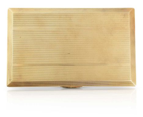 oblong and with engine-turned decoration14cm wide, 7oz 7dwt, 228grStamped inside base. There is some minor surface scratching