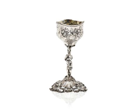 the tapering part spiral-fluted bowl chased with foliage and flowers and with a foliage and rocaille cartouche engraved with 