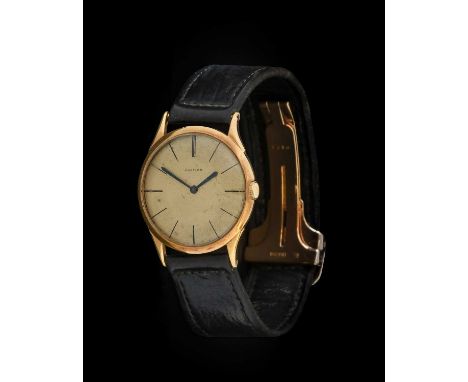 A Fine 18 Carat Gold Wristwatch, signed Cartier, 1952, manual wound lever movement signed European Watch and Clock Co and num