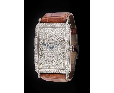 A Fine and Unusual "Crazy Hours" Dial 18 Carat White Gold Diamond Set wristwatch, signed Franck Muller, Geneve, Master of Com