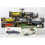 10 Modellautos, überwiegend Bburago, Maisto, dabei Porsche 911 Carrera, Jaguar ...