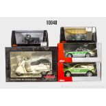 Schuco Modellautos, dabei Henkel Roller "Polizei" 103A 2, Mercedes-Benz Unimog 06, Ford ...