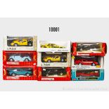 9 Modellautos, überwiegend Tonka Polistil, dabei Morgan Plus 8, Porsche 911 Turbo, ...