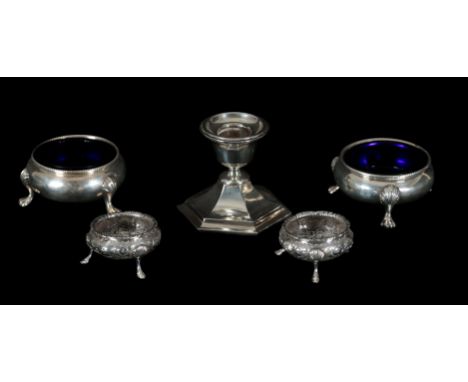 A PAIR OF VICTORIAN SILVER MINIATURE CIRCULAR SALTS by Henry Bourne, Birmingham 1873, with gadrooned rims and leaf embossed s
