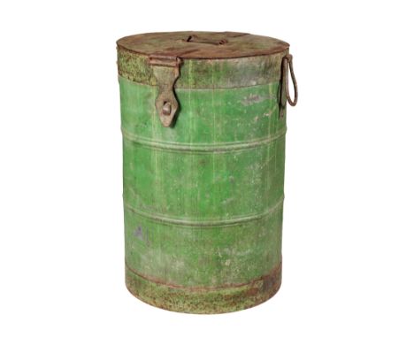 A GREEN-PAINTED FARMHOUSE GRAIN OR FLOUR BIN 20th century, with hinged lid and clasp, 74cm high x 53cm wideProvenance: The Ri