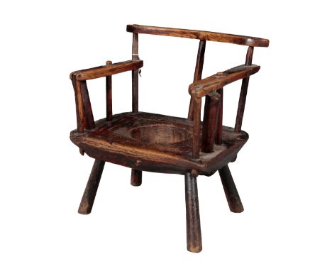 AN ELM AND ASH CHILD'S WINDSOR ARMCHAIR late 18th or early 19th century, the spindle back over a square seat, converted to a 