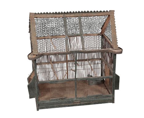 A VINTAGE BIRDCAGE early 20th century, of architectural form, 75cm high x 74cm wide x 45cm deepProvenance: The Richard Pratle