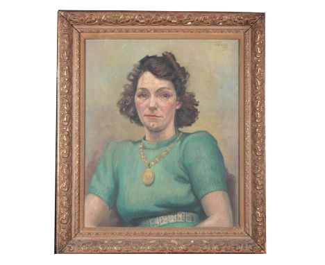IAN MCDONALD GRANT (1904-1993) A PORTRAIT OF A SEATED LADY oil on canvas, possibly Mrs Mellor, 61cm high x 50cm wide, signed 