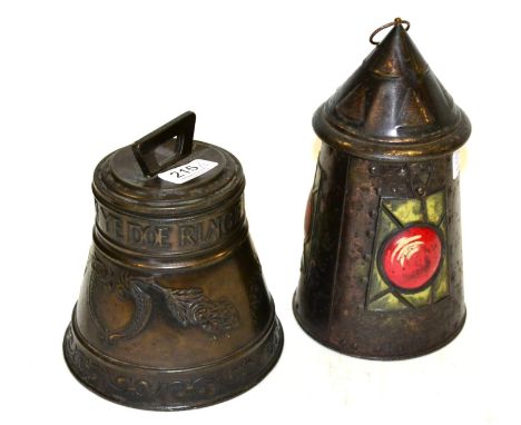 Huntley & Palmer Biscuit Tins (i) Lamp (ii) Bell 'I Sweetly Sing When Ye Doe Ringe (both G) (2)