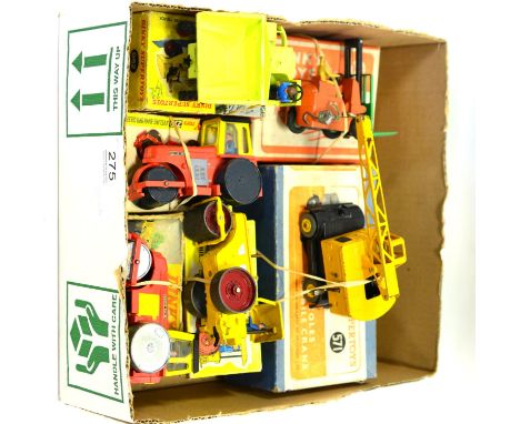 Dinky Construction Vehicles 962 Dumper truck, plastic driver, red hubs, colour picture box (G box F) 571 Coles mobile crane, 