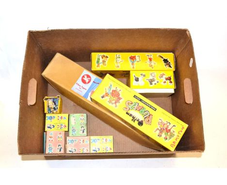 Pelham Puppets Lulabelle, Caterpillar, Clown and Poodle (all G-E boxes G) together with Wade Set of Noddy Series figures (wit