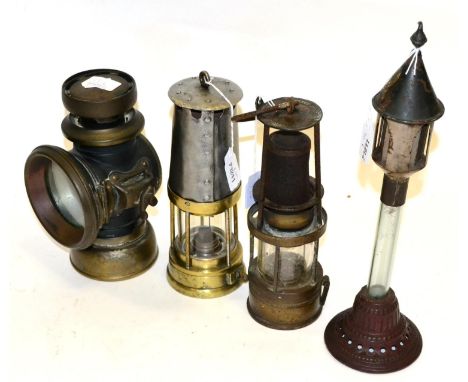 Various Lamps including Richard Johnson Miner's 'Lamp brass body with ''13'' stamped onto base (F) together with an interesti