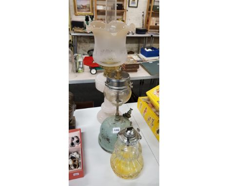 OIL LAMP, TILLY LAMP AND SMALL OIL LAMP