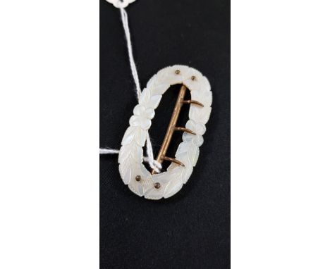 VICTORIAN CARVED MOTHER OF PEARL BELT BUCKLE