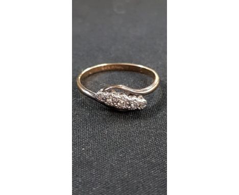 ANTIQUE 9CT GOLD AND PLATINUM DIAMOND RING