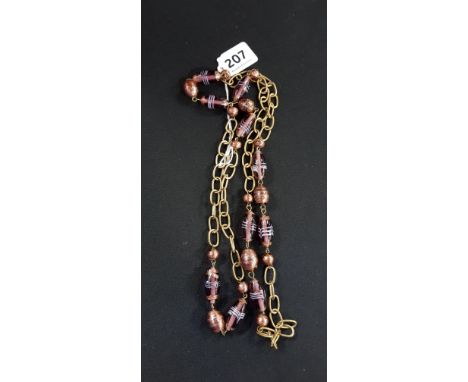 VINTAGE VENETIAN STYKLE ROSE GLASS 22' NECKLACE