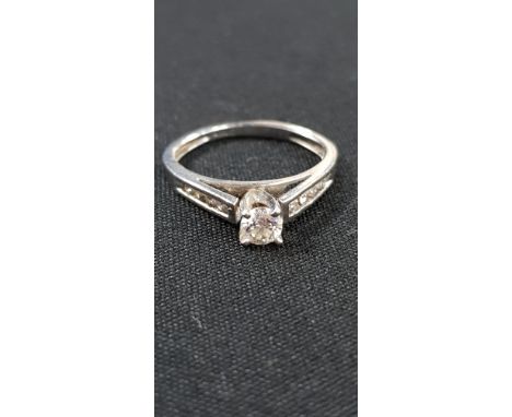 PLATINUM DIAMOND SOLITAIRE RING WITH DIAMOND ON SHANKS