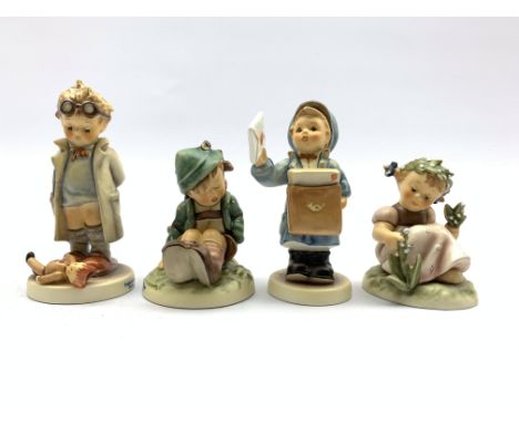 Four Hummel Goebel figures, 'Afternoon Nap', 'Garden Splendor', 'Postman' and 'Doctor', H12cm, all boxed Condition Report & F