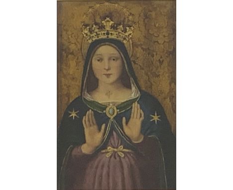 Coloured print on glass 'Madonna Del Grazie' 25cm x 16cm Condition Report & Further Details Click here for further images, co
