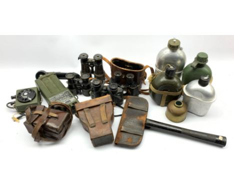 Militaria and similar items including 'Racal' field telephone, a cased pair of A. Kershaw & Son Ltd 'Stereo Prism Binocular P
