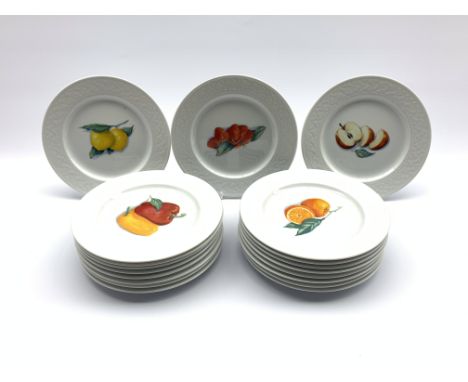 Collection of twenty Royal Worcester plates with Somerset Vegetables and Fruits patterns D21cm Condition Report & Further Det