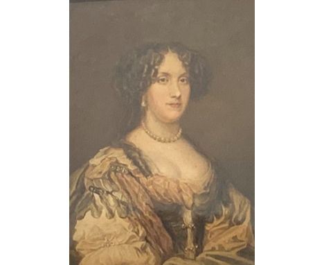 Attributed to Thomas Wageman (British 1787-1863) portrait of 'Lady Fitzwilliam' watercolour inscribed on the reverse, 22cm x 