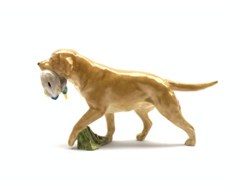 Royal Worcester model of a Golden Retriever with a mallard in its mouth L18cm Condition Report & Further Details Click here f