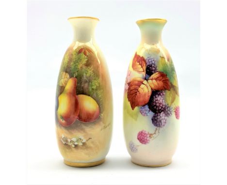 Royal Worcester vase painted with berries and leaves, signed K Blake and date code for 1932 and another painted with pears by