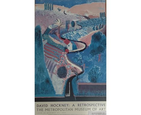 After David Hockney (British 1937-):  'Nichols Canyon', lithograph exhibition poster 'A Retrospective The Metropolitan Museum