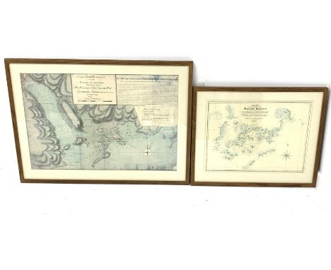 Print of the plan of York harbour after James Cook, 54cm x 80cm and a chart of the Macao roads after Daniel Ross Condition Re