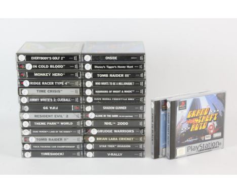 PLAYSTATION An assortment of 28 boxed PS1 games (PAL)Highlights include:Resident Evil 2, Grand Theft Auto, Time Crisis, Tomb 