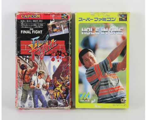 2 boxed Japanese Super Famicom games (NTSC-J) Includes: Final Fight and Hole in OneCondition Report:  Boxed, in used conditio