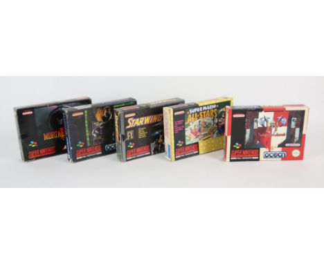 Super Nintendo Games Bundle. This lot contains five games for the SNES. StarWing, Mortal Kombat 2, Weapon Lord, Super Mario A