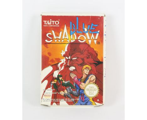 Blue Shadow boxed NES game (PAL)Condition Report:  Item is complete, boxed and in good condition with a slight tear on the bo