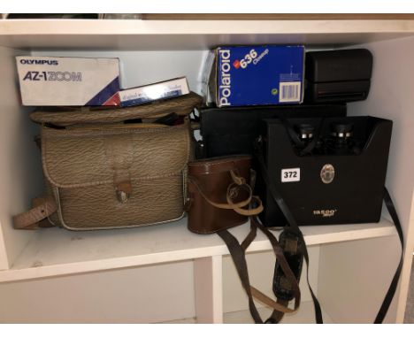 CASED TASCO BINOCULARS AND VARIOUS CAMERA RELATED EQUIPMENT