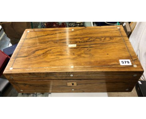 VICTORIAN ROSEWOOD AND MOTHER OF PEARL INLAID WRITING BOX