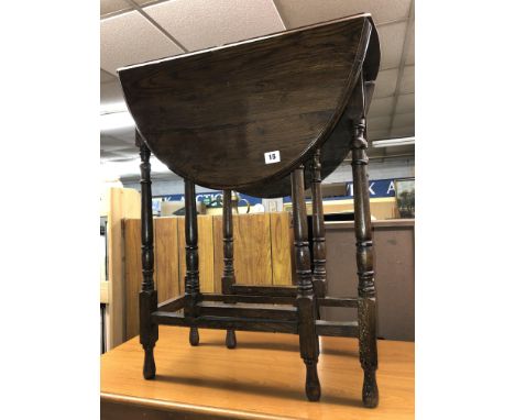 OAK OVAL DROP FLAP TABLE AND ONE BOBBIN LEG TABLE A/F