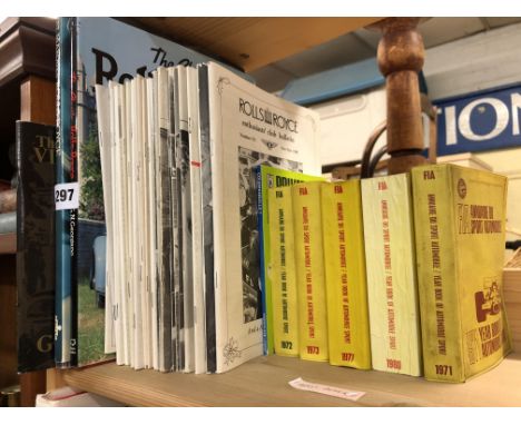 VINTAGE ROLLS ROYCE ENTHUSIASTS CLUB PROGRAMMES, HARDBACK BOOKS ON ROLLS ROYCE AND THE F.I.A. YEARBOOK OF AUTOMOBILE SPORT