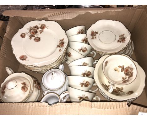 POTTERY AND A BOX CONTAINING A GERMAN FLORAL TEA SERVICE