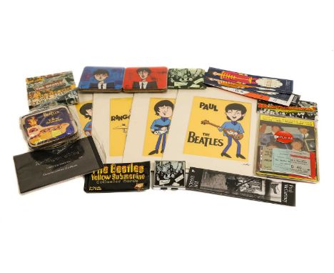 together with assorted other items including Trade Cards, modern postcards, Commemorative banknote, replica tickets, coasters