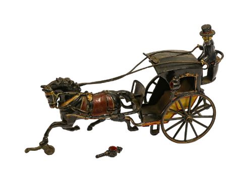 two wheel carriage with driver figure 12", 30cm (G-E, left hand mounting for lamp missing, lamp still present)